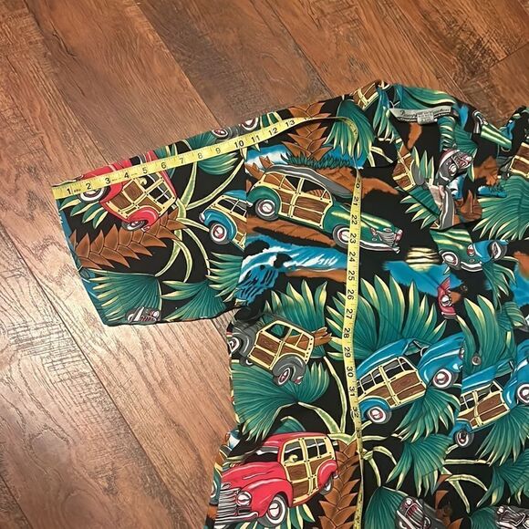 Pineapple Connections by Hey Man Woody Print Hawaiian Shirt size L - Picture 9 of 11